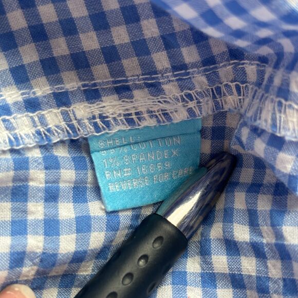 J McLaughlin Women Button Up Shirt Plaid Gingham Cotton Blue White Small H302 - Picture 7 of 8